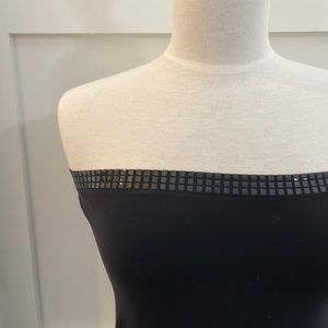 WOLFORD Black Fatal Stretch Dress with black mosaic tile detail. Size L